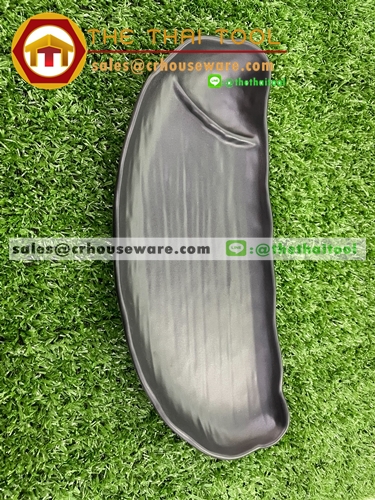 จานสแน็คทรงยาวลายไม้ 11 นิ้ว สีดำ