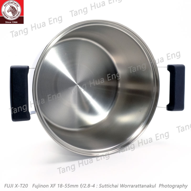 Zebra หม้อหุงต้มสเตนเลส ( 2 หู ) Carry 28 ซม. ตราหัวม้าลาย