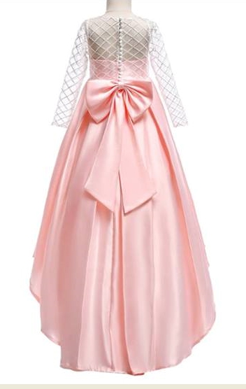 เดรสออกงานสีชมพูโอรส หน้าสั้นหลังยาว