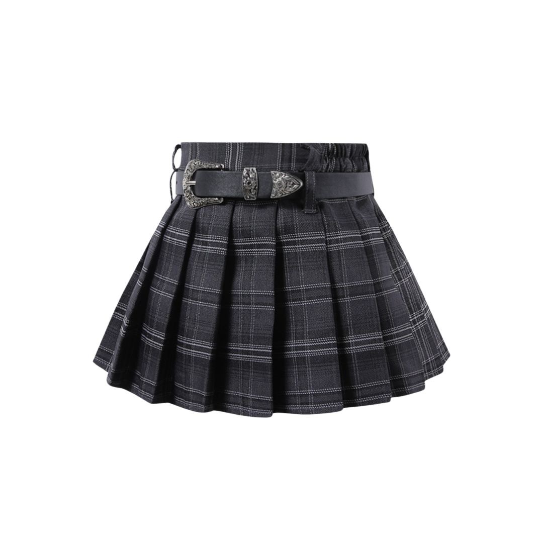 พร้อมส่ง กระโปรง เด็กผู้หญิง อัดพีชสั้นไม่รวมเข็มขัด