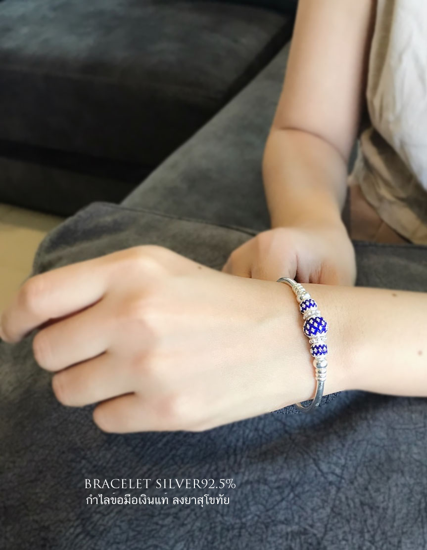 PRE-ORDER กำไลข้อมือเงินแท้สุโขทัย งานสุโขทัยแท้ หนัก 1 บาท เหมาะสำหรับข้อมือ 6-6.5 นิ้ว(เรือนเงินแท้)
