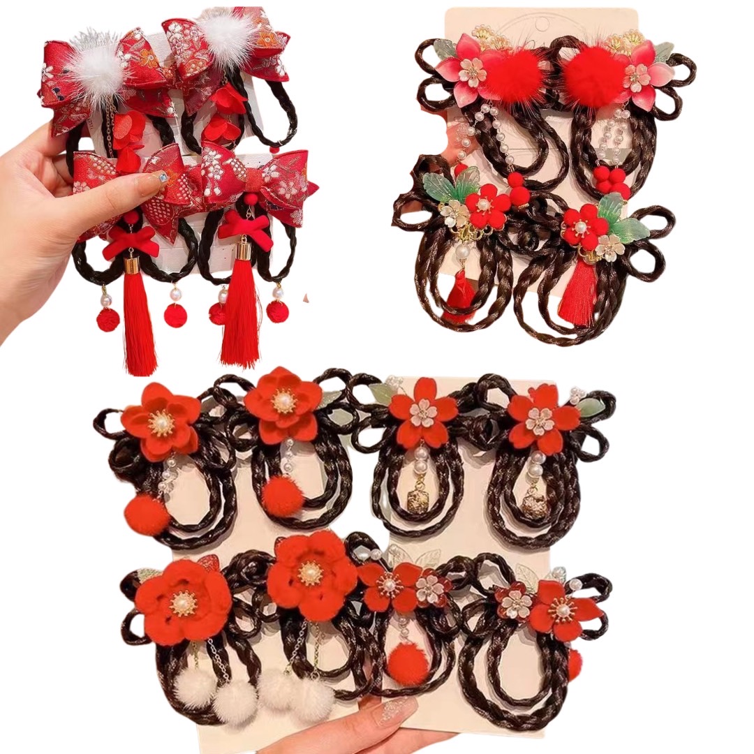 พร้อมส่ง กิ๊บติดผม ตรุษจีน โบว์ติดผม โบราณสีแดง