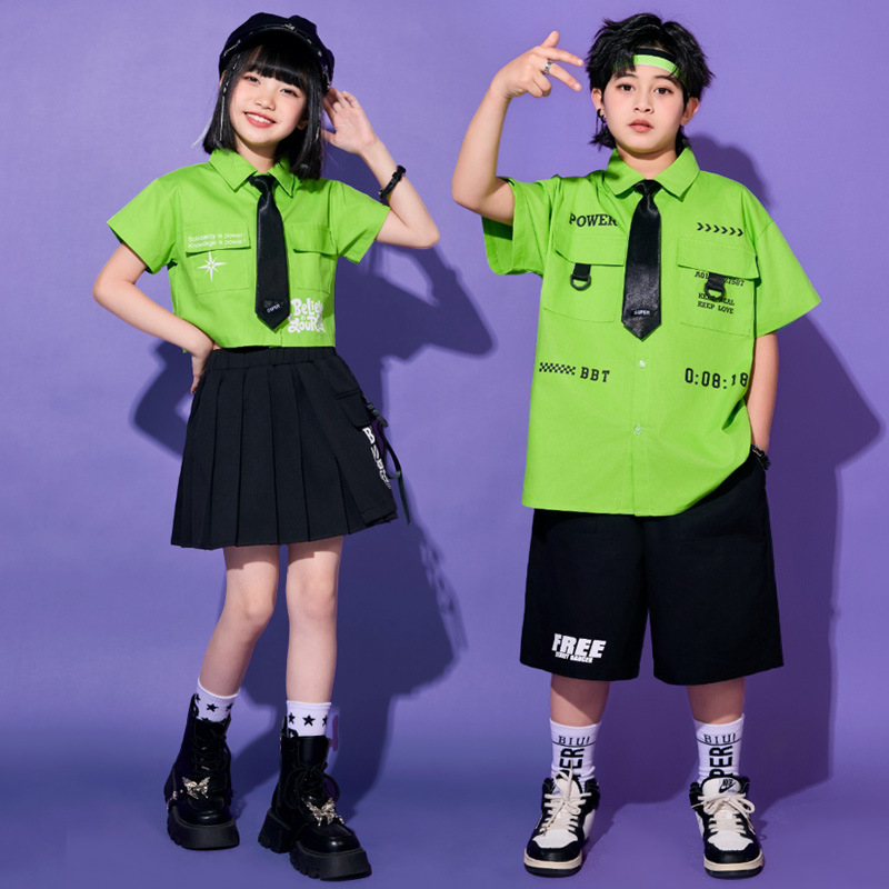 พร้อมส่ง ชุดเต้น เซ็ต เสื้อเชิ๊ต นีออน+กางเกง/กระโปรง