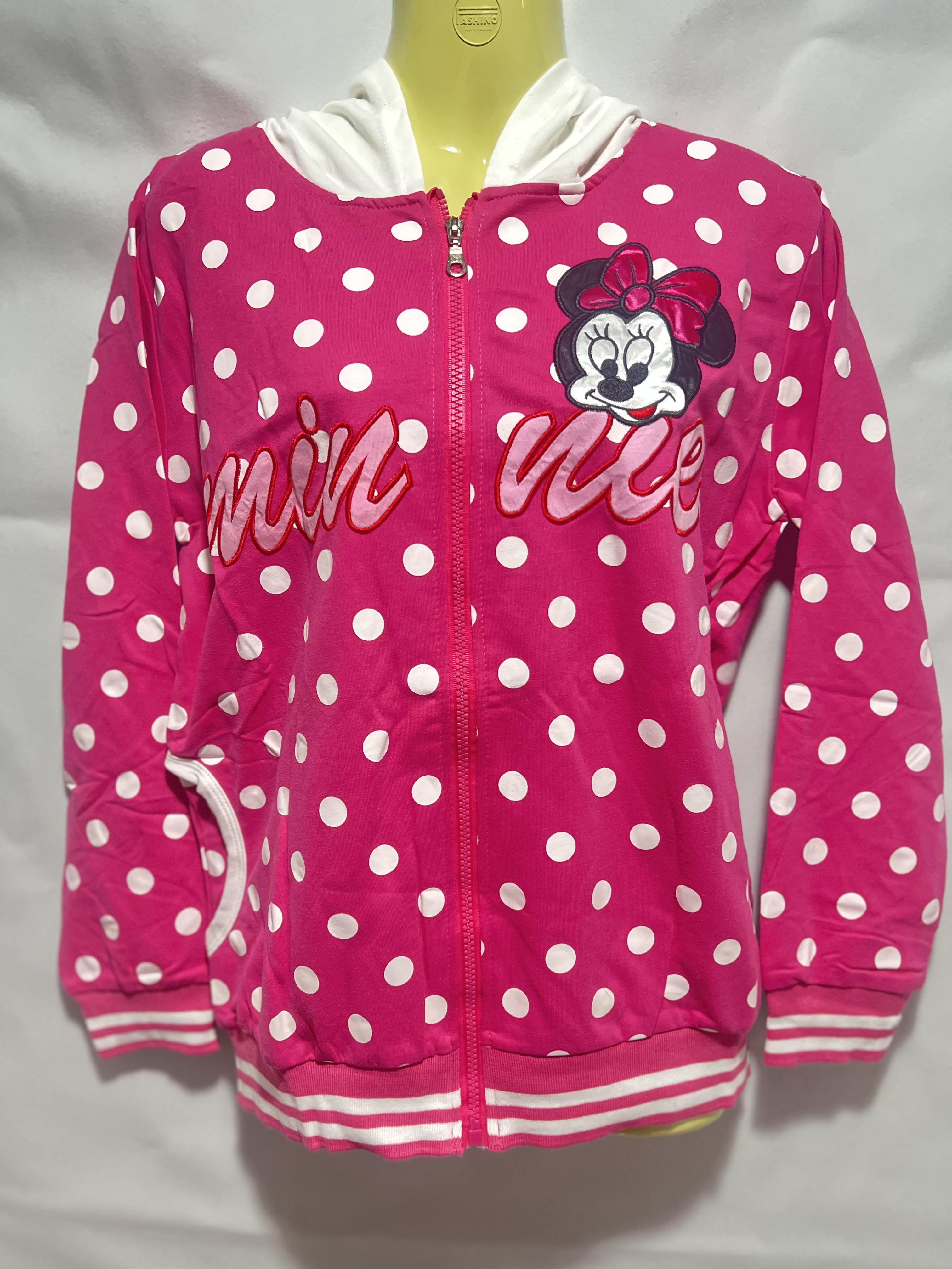 เสื้อกันหนาวมินนี่ลายจุด มีฮูด ซิปหน้า