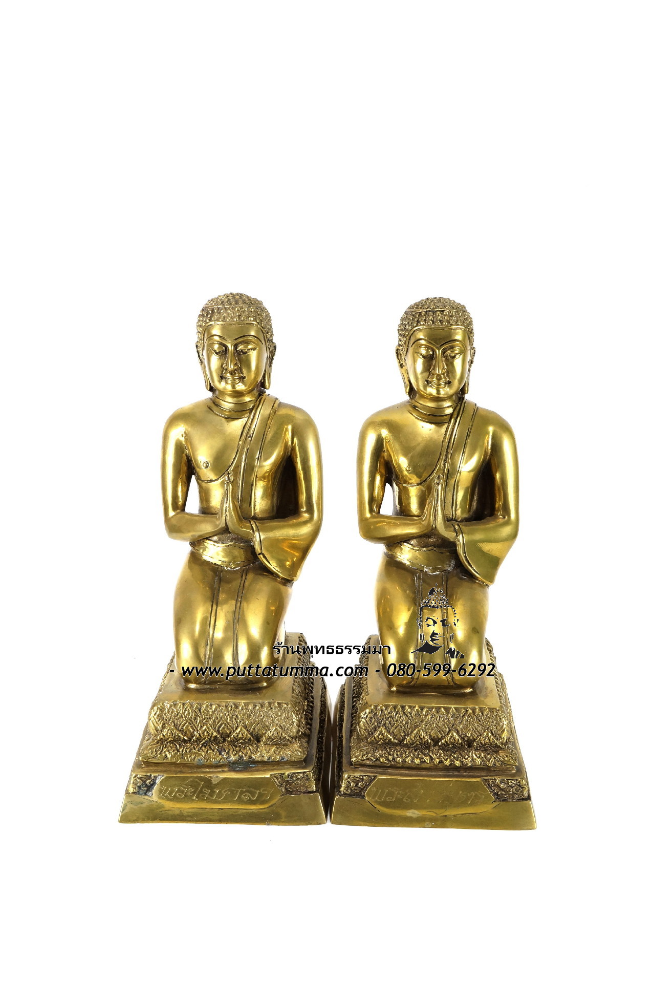 อัครสาวกซ้ายขวา พระโมคคัลลา พระสารีบุตร เนื้อโลหะ ขนาด 5 นิ้ว สูง 9 นิ้ว