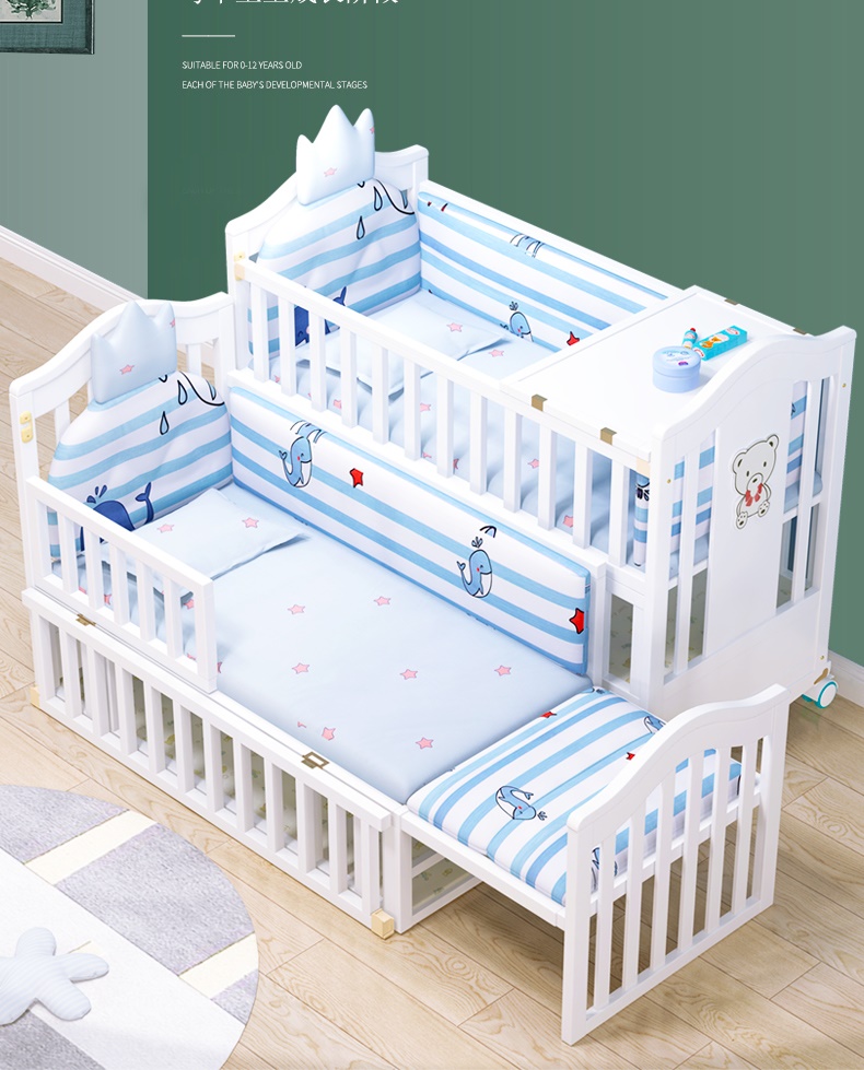 เตียงนอนไม้สำหรับเด็ก White Premium Crown TP21061 (WD17)