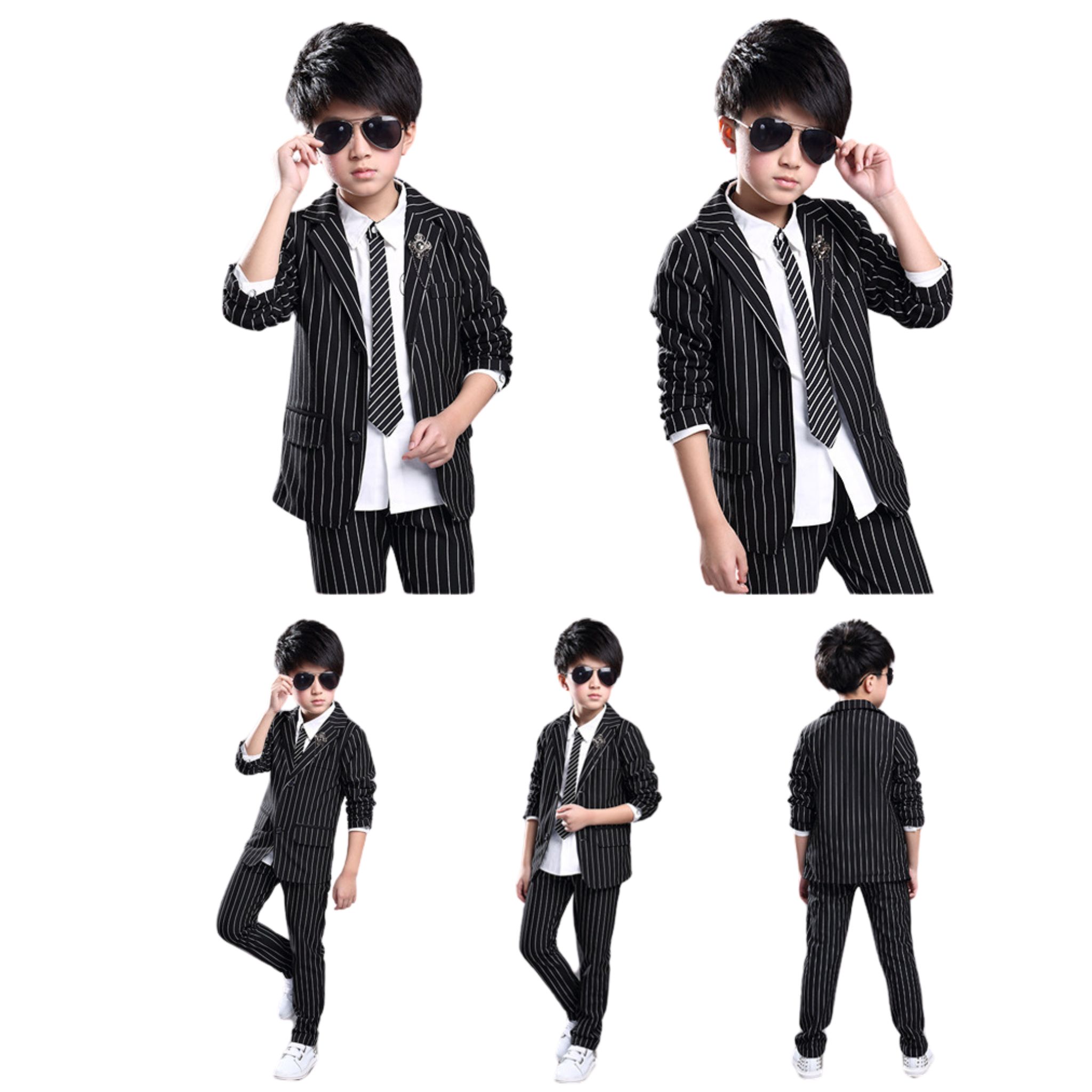 ชุดเซ็ตสูท เสื้อนอก+กางเกงขายาว ลายสก็อต สีแดง สีขาว