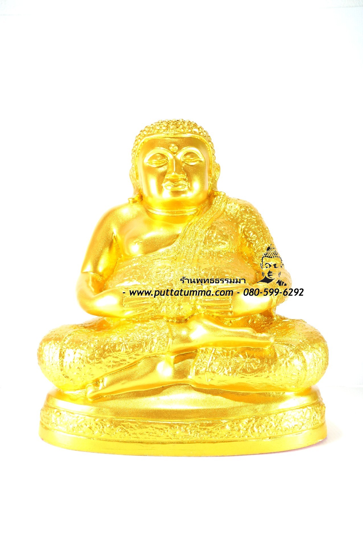 พระสังกัจจายน์ เนื้อเรซิ่น สีทอง ขนาด 9 นิ้ว สูง 11 นิ้ว