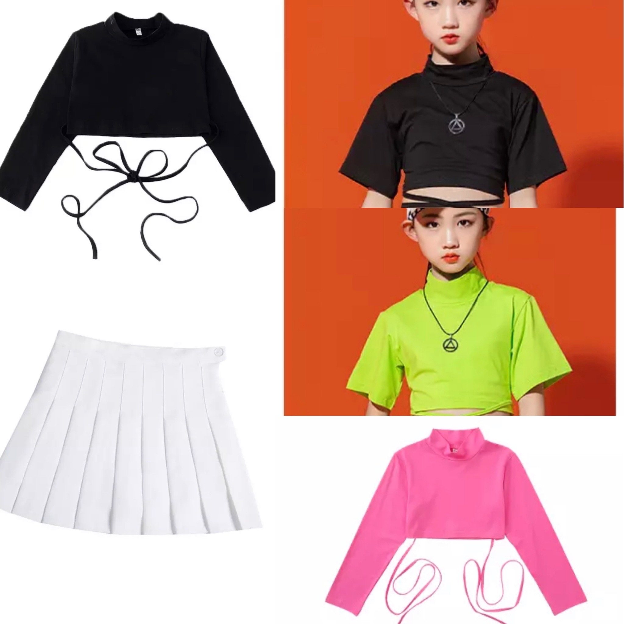 **เฉพาะเสื้อ** ชุดเต้น เสื้อเอวลอยผูกเอว แขนยาว