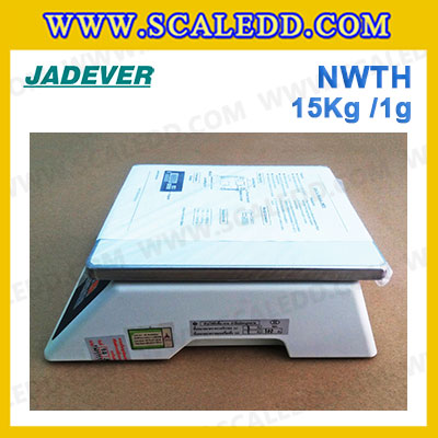 เครื่องชั่งน้ำหนักดิจิตอล พิกัดน้ำหนัก15kg ยี่ห้อ JADEVER รุ่น NWTH ความละเอียด 1g (มีใบผ่านตรวจรับรองจากสำนักชั่งตวงวัด)