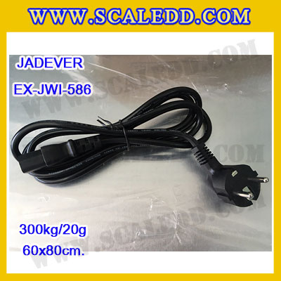 เครื่องชั่งดิจิตอลตั้งพื้น ยี่ห้อ JADEVER รุ่น EX-JWI-586 ขนาดแท่น 60x80cm. พิกัดน้ำหนัก 300kg ค่าละเอียด 20g พร้อมที่เข็นและล้อ