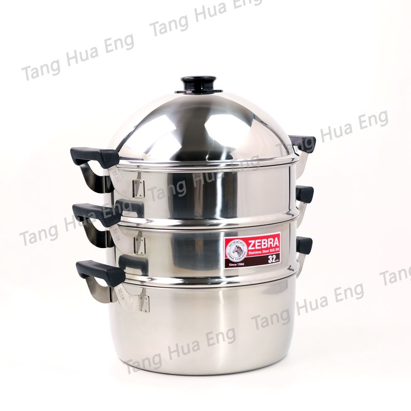 Zebra ซึ้งสเตนเลสชุด 4 ชิ้น 32 ซม. ตราหัวม้าลาย ( หม้อนึ่ง )