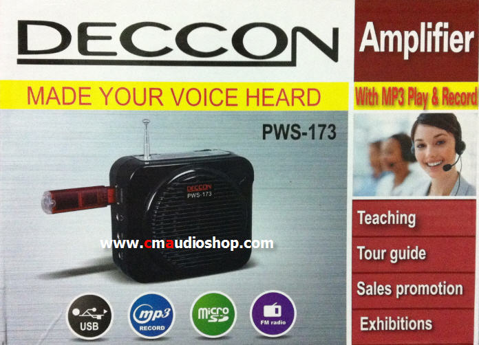 ไมค์-ลำโพงคาดเอว Deccon PWS-173 (USB and Record)