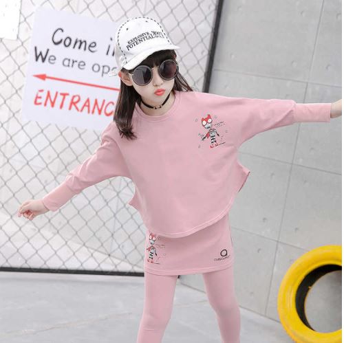 F กันหนาว: ชุดเซ็ตเสื้อแขนยาว+เลกกิ้งกระโปรง