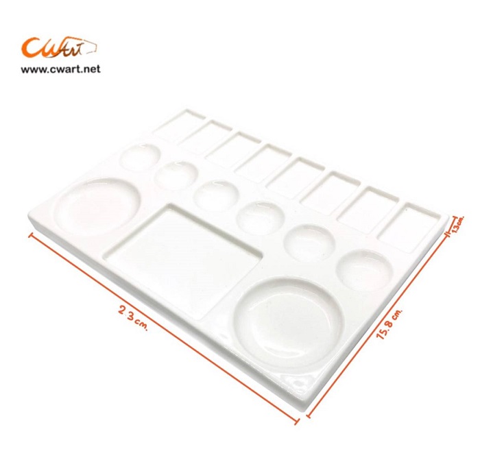 จานสีเซรามิกเกรดพอร์ซเลน Meeden 17 ช่อง, 15.8 x 23ซม. (A5)