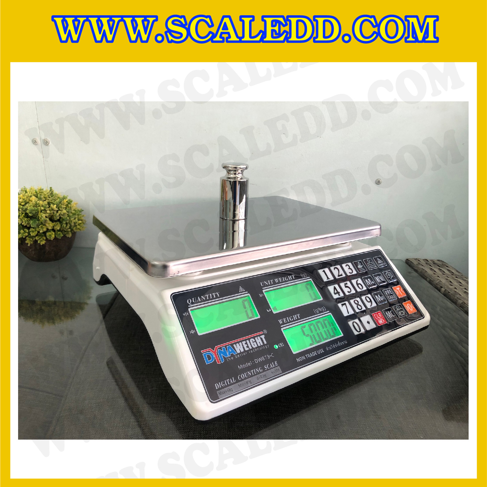 เครื่องชั่งดิจิตอลนับชิ้นงาน 6Kg x 0.2g เครื่องชั่งดิจิตอลนับชิ้นงาน 6kg เครื่องชั่งตั้งโต๊ะนับชิ้นงาน พิกัดน้ำหนัก 6kg ค่าละเอียด 0.2g ยี่ห้อ Dynaweight รุ่น DW873-C