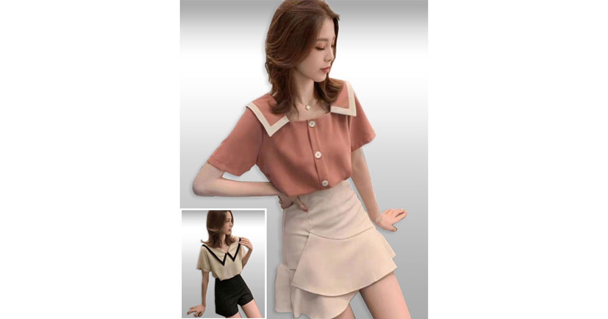 เสื้อแฟชั่นสวยหวานสไตล์เกาหลี มี2สี รหัส2328