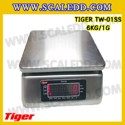 เครื่องชั่งกันน้ำ6kg รุ่น TW-01SS ตาชั่งกันน้ำ6kg เครื่องชั่งดิจิตอลกันน้ำ6kg พิกัด 6kg ความละเอียด 1g Waterproof Digital Scale ยี่ห้อ Tiger รุ่น TW-01SS