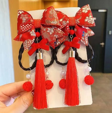 พร้อมส่ง กิ๊บติดผม ตรุษจีน โบว์ติดผม โบราณสีแดง