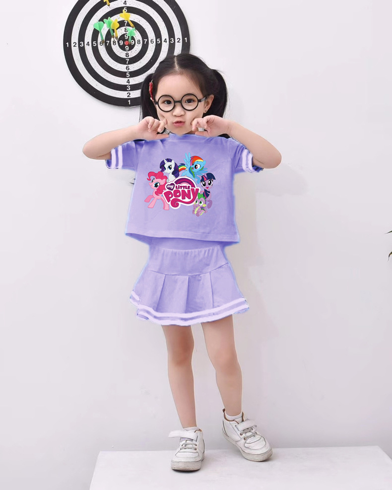 ชุดเด็ก ลายการ์ตูน โพนี่ ทรงสั้นกระโปรงระบาย