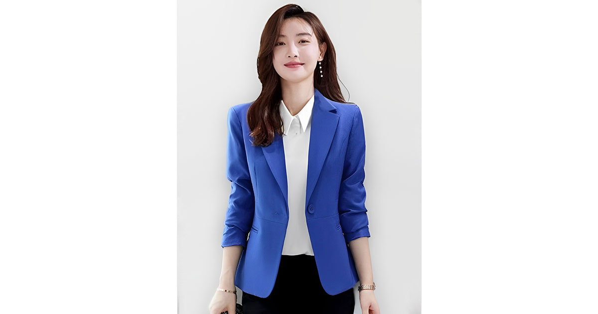 เสื้อสูทผู้หญิงแขนยาวสีน้ำเงินแบบสวยหรู มี 5 ไซส รหัส1874