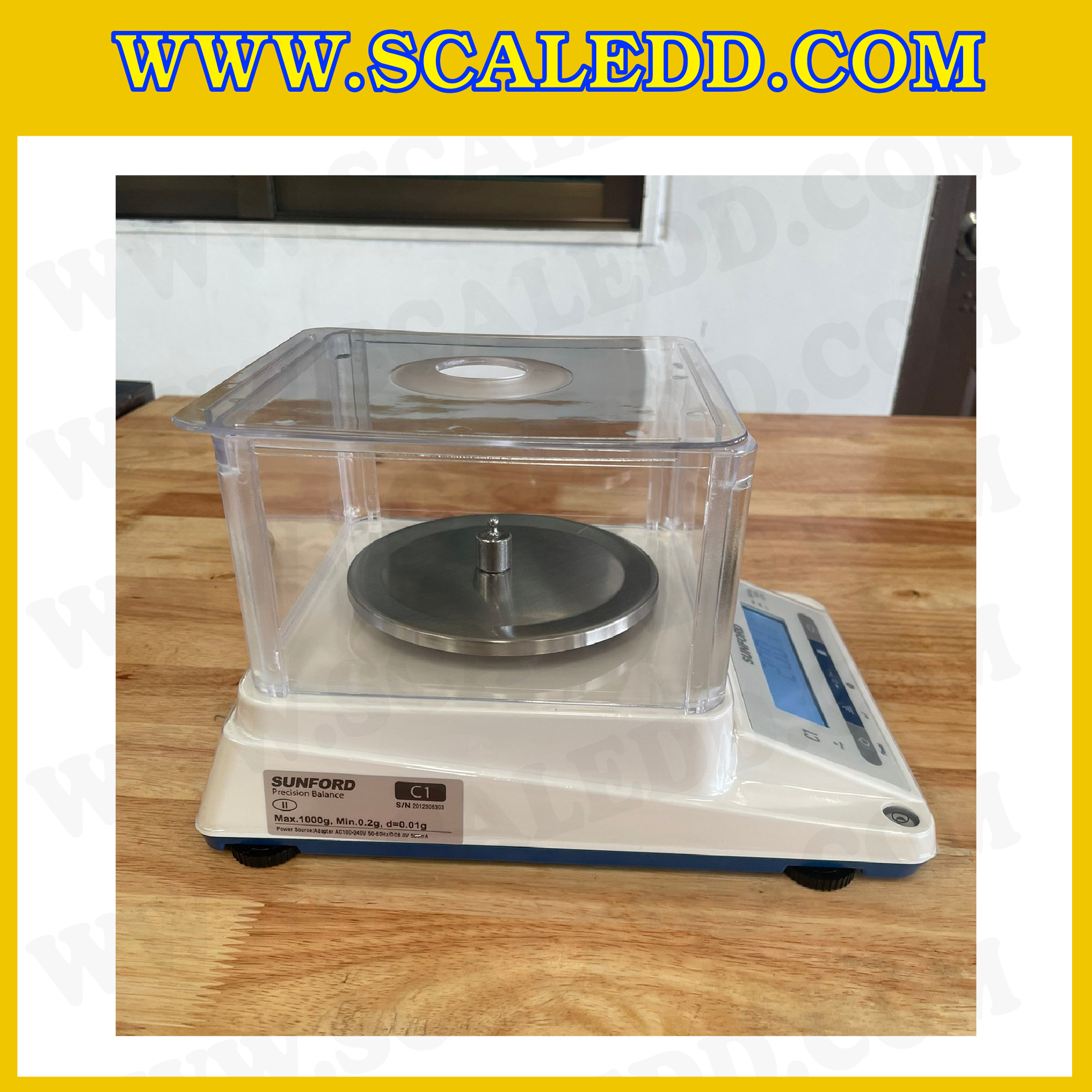 เครื่องชั่งละเอียดสูง พิกัด 1000 กรัม ค่าละเอียด 0.01 กรัม ทศนิยม 2 ตำแหน่ง ยี่ห้อ SUNFORD รุ่น C1 (รหัสตัวแทนจำหน่าย B198)