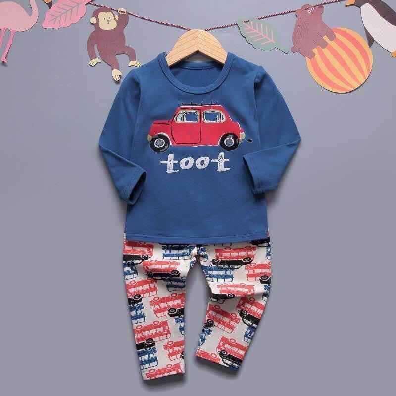 พร้อมส่ง ชุดนอนเด็ก ลายการ์ตูน ชาย/หญิง ชุดนอนขายาว