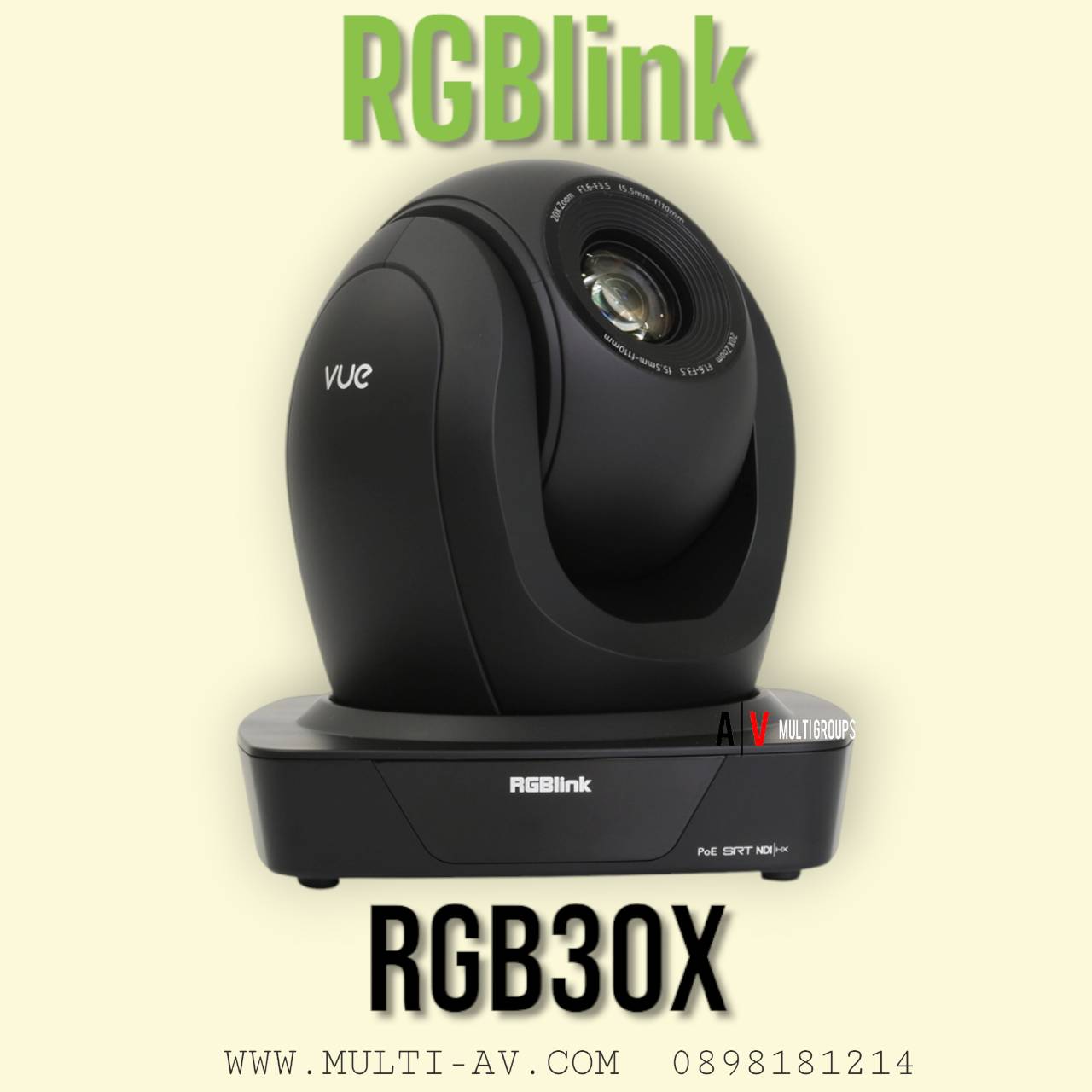 RGBlink รุ่น RGB30X-POE-TLY เซ็นเซอร์ 2 mega pixel และตัวเลือก Output ที่หลากหลายทั้ง HDMI, SDI แบบ H.264, H.265 รองรับการ Pan, Tilt, Zoom เพื่อจับภาพทุกการเคลื่อนไหว