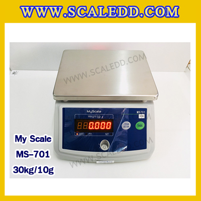 เครื่องชั่งดิจิตอลกันน้ำ30kg ตาชั่งกันน้้ำ30kg ยี่ห้อ Myscale รุ่น MS-701HS พิกัดน้ำหนัก 30kg ค่าละเอียด 10g