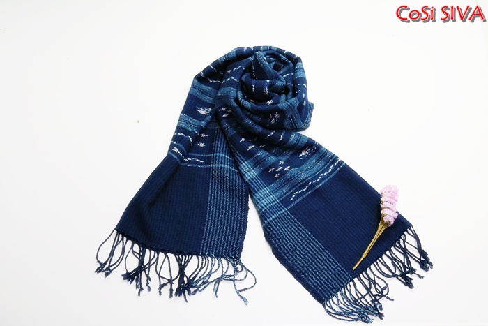 ผ้าพันคอผ้าฝ้ายย้อมคราม(Scarf - cotton dyeindigo