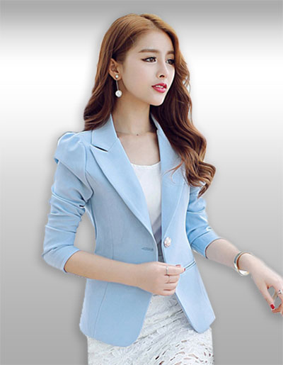 เสื้อสูทผู้หญิงแขนยาวสีฟ้าแบบสวยหรู มี 5 ไซส รหัส 1648