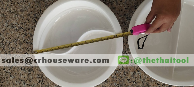 ถาดอาหารเซรามิคทรงกลม แบ่งครึ่งตัว S 005-STK-910