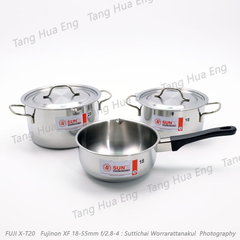 Sun ชุดหม้อหุงต้ม 18 , 20 ซม. แถมหม้อด้ามญี่ปุ่น 18 ซม. ตราพระอาทิตย์
