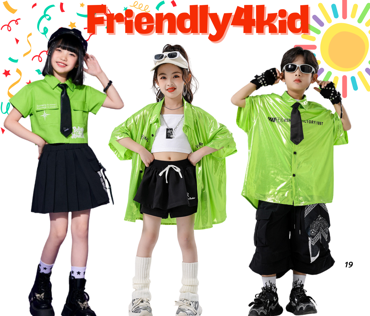 พร้อมส่ง ชุดเต้น เซ็ต เสื้อเชิ๊ต นีออน+กางเกง/กระโปรง