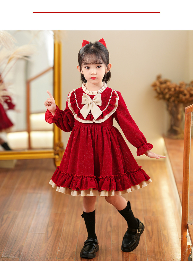 friendly4kid พร้อมส่ง ชุดคริสมาสต์ เดรสสไตล์คุณหนู โลลิต้า