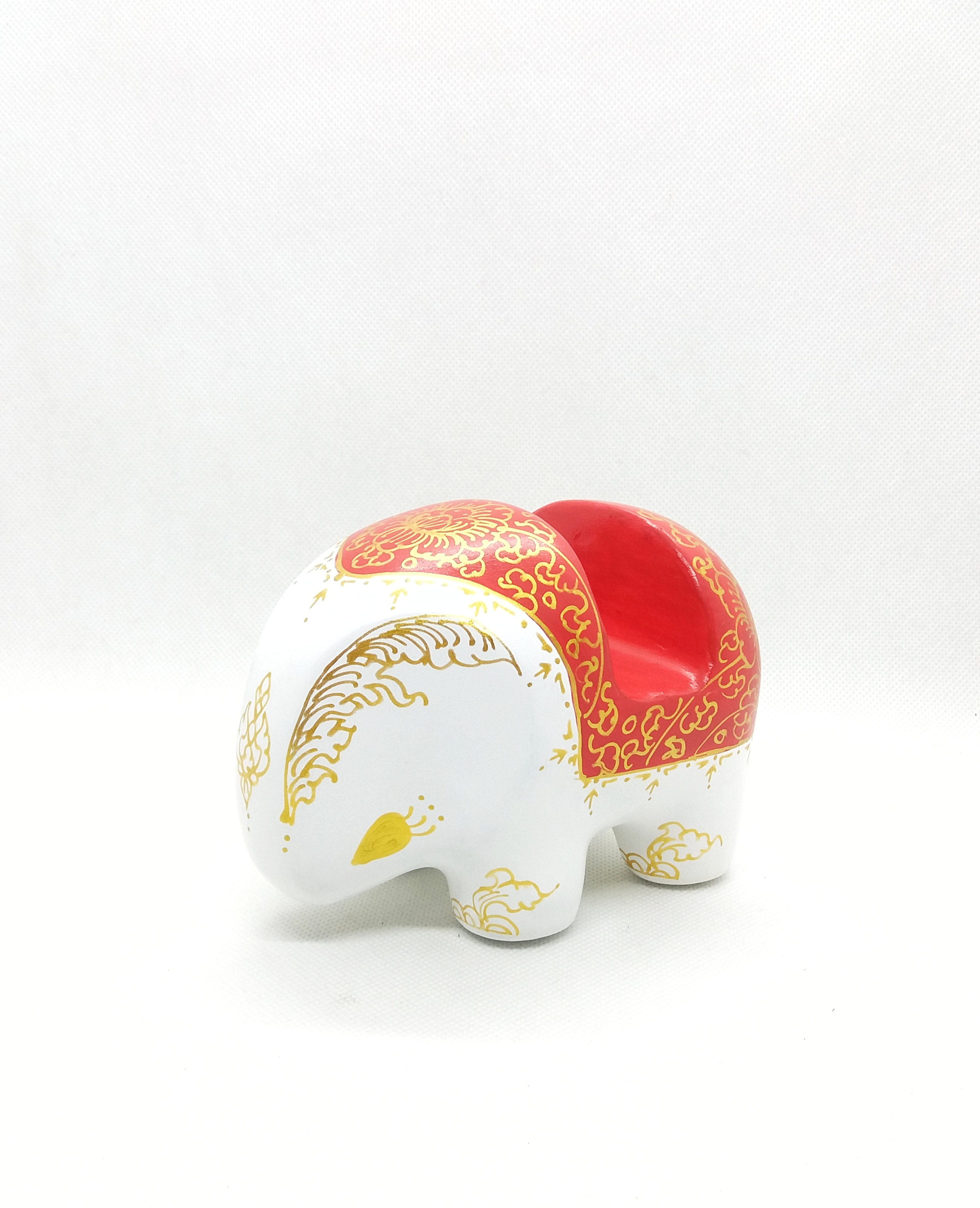 ช้างวางนามบัตรและมือถือ Size S สีขาวแดง