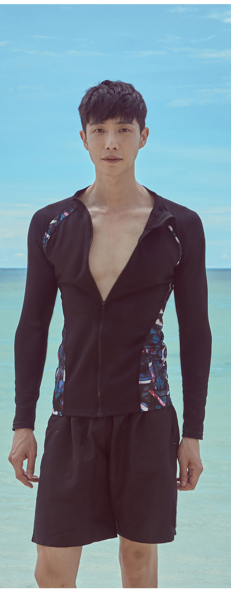 ชุดว่ายน้ำหรือใส่ดำน้ำผู้ชายกัน uv 3xl รอบอก 42-48 รอบเอวกางเกง 34-42 สะโพก 44-50 นิ้ว ตัวเสื้อยาว 28 กางเกงยาว 23 นิ้วค่ะ เนื้อผ้าดีมากค่ะ กางเกงมีเชื่องผูกมีซับค่ะ