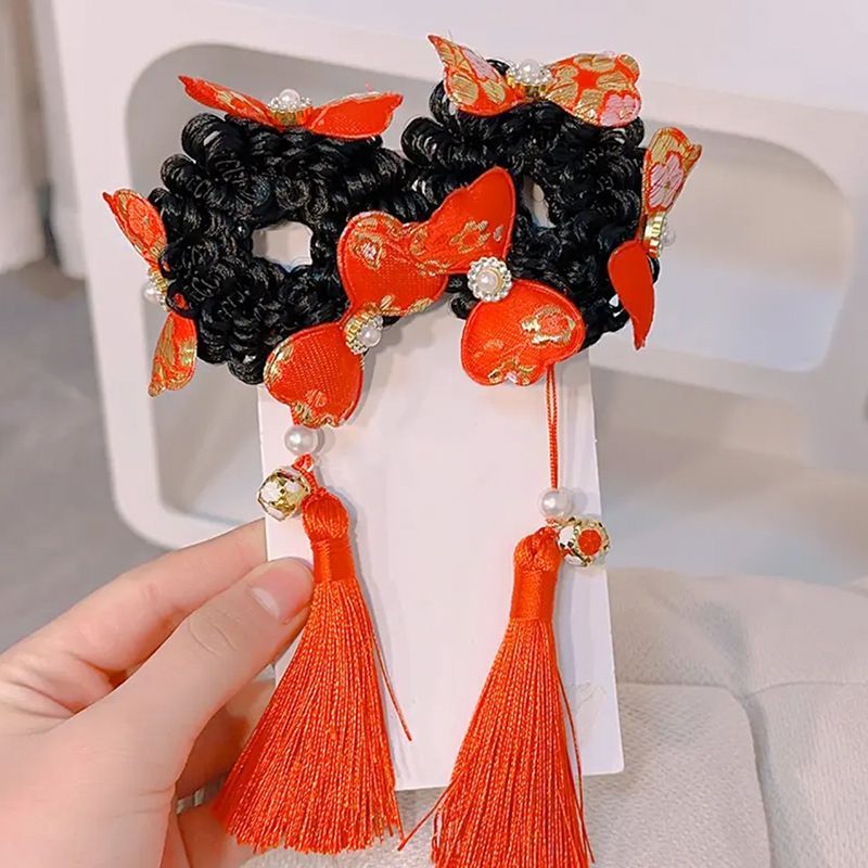 พร้อมส่ง กิ๊บติดผมตรุษจีน เด็ก ยางรัดผม ประดับพู่