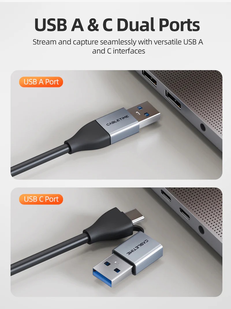 USB 3.0 A+C HDMI Video Capture Card 1080P Live Streaming by Cabletime