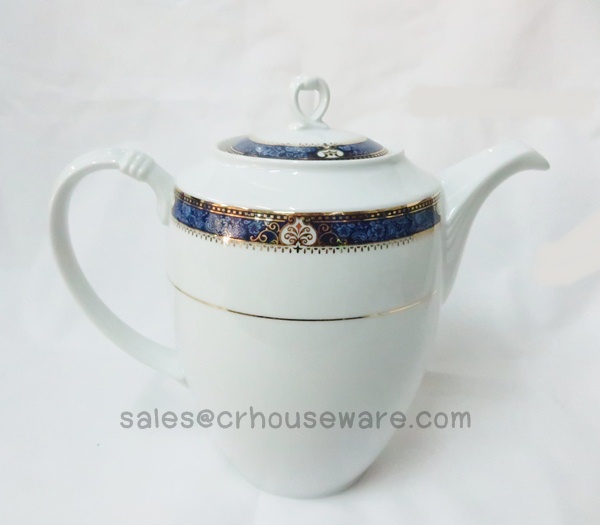 COFFEE POT W/LID Code : P2703/L,กากาแฟพอร์ซิเลน ,จานชามพอร์ซิเลนลายPrecious Blue,จานพอร์ซิเลนลายน้ำเงินขอบทองรับแขกVIP