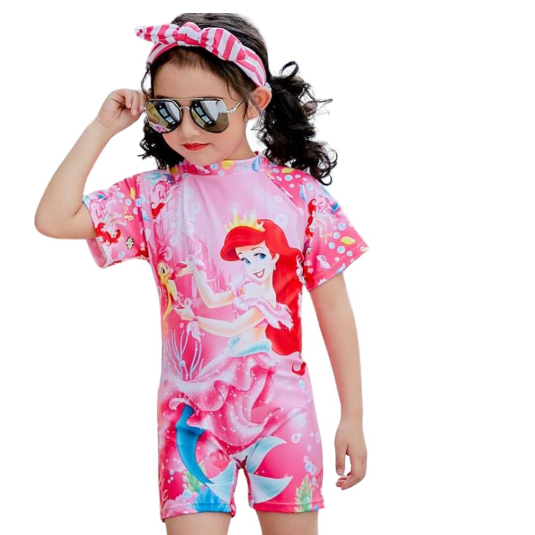 พร้อมส่ง ชุดว่ายน้ำ ชุดบอดี้สูท สไตล์เมอเมด สีชมพู