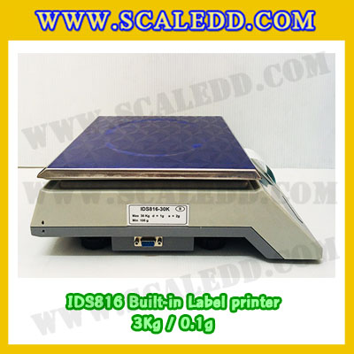 เครื่องชั่งน้ำหนักดิจิตอล พิกัดน้ำหนัก 3kg Built-in Label printer ยี่ห้อ SDS รุ่น IDS816 ค่าละเอียด 0.1g