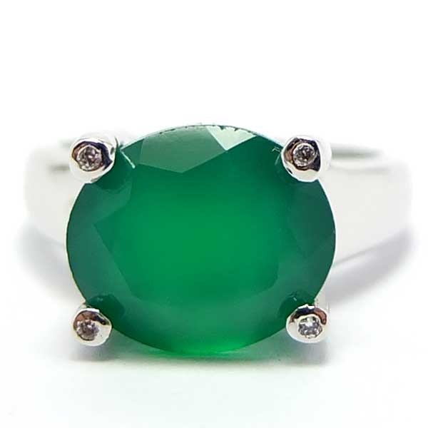 แหวนเงินแท้ราคาถูกชุบทองคำขาว พลอยแท้กรีนอะเกท 4.15 กะรัต เพชรCZ 0.028 กะรัต งานประณีตสวยงาม สั่งผลิตค่ะ