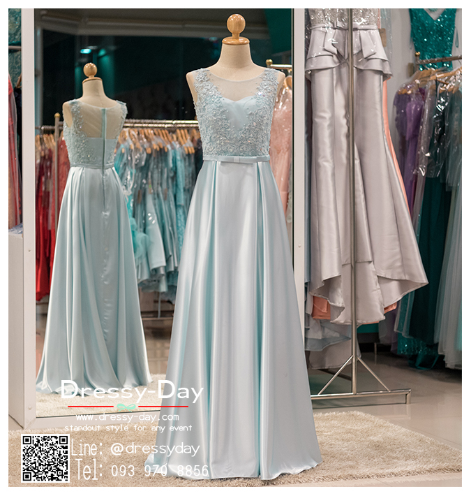 รหัส ชุดราตรีคนอ้วน : PFL030 ชุดราตรียาวสีฟ้าตกแต่งลูกไม้และกริตเตอร์อย่างสวยงาม ชุดไปงานแต่งผ้าซาติน ชุดแซกซีทรูช่วงหน้าอกและด้านหลังพร้อมส่ง ใส่เป็นชุดเดรสออกงานสวยมากๆ ค่ะ