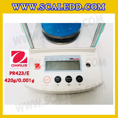 เครื่องชั่งดิจิตอล ทศนิยม3ตำแหน่ง รุ่น PR423/E เครื่องชั่ง420gx0.001g เครื่องชั่งดิจิตอล420g เครื่องชั่งละเอียดสูง420กรัม พิกัดน้ำหนัก 420g ความละเอียด 0.001g ยี่ห้อ OHAUS รุ่น PR423/E