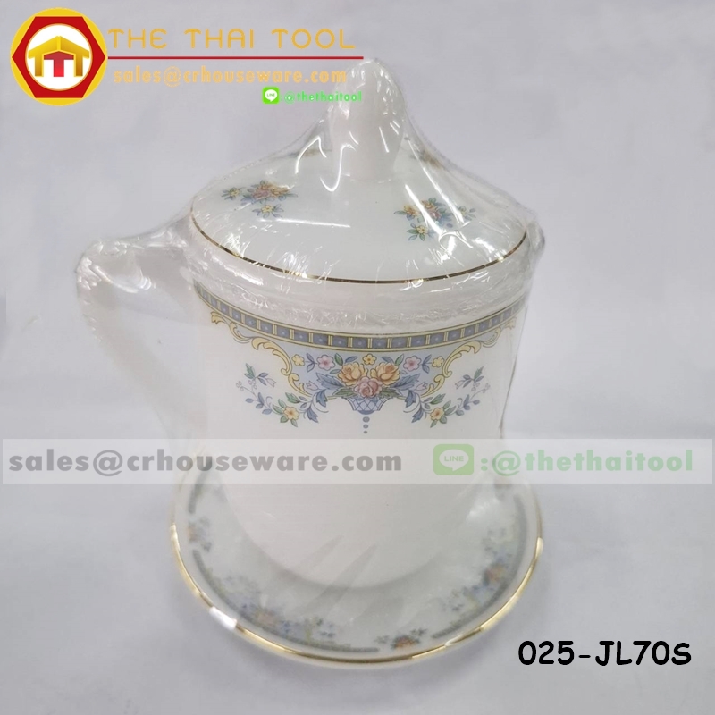 ชุดน้ำชาเนื้อมุก 3 ชิ้น ลายจูเลียท ขอบทอง