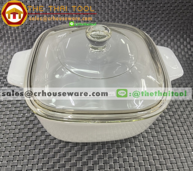 โถข้าวเหลี่ยมพร้อมฝา เนื้อมุก ขนาด 8 นิ้ว ลายมุก (ไม่เขียนขอบทอง)