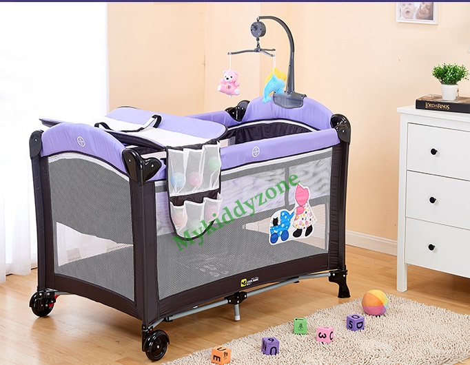 B10123 (A3) เตียงนอนเด็ก เพเพน Playpen Cool baby สีน้ำเงิน พร้อมเบาะวางเปลี่ยนผ้าอ้อม