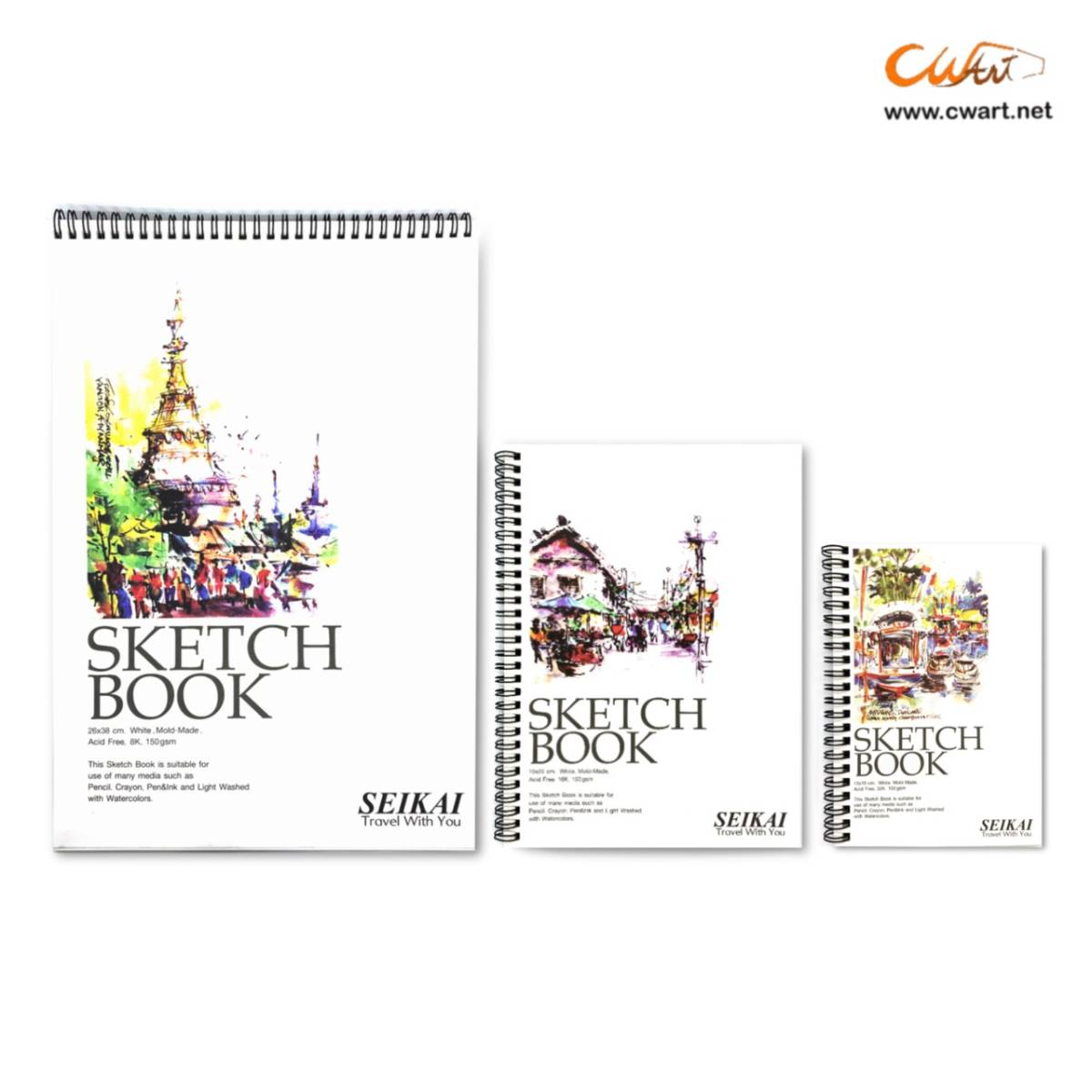 สมุดสเก็ตช์ริมลวด Seikai 150g 25แผ่น