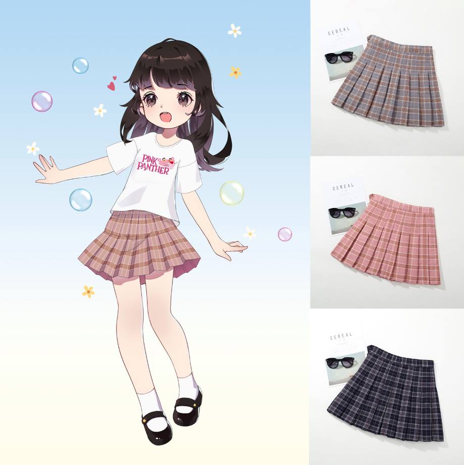 friendly4kid กระโปรง อัดพลีท: กระโปรงลายสก๊อต มีไซส์เด็ก-ผู้ใหญ่